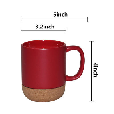 14 OZ Korkbasis Steinwaren Matte Custom Design Keramik Kaffeetasse mit PP-Deckel und langlebig
