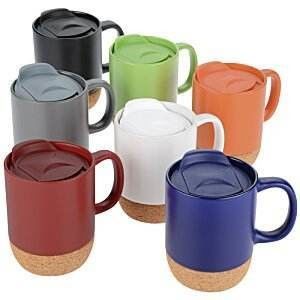 14 OZ Korkbasis Steinwaren Matte Custom Design Keramik Kaffeetasse mit PP-Deckel und langlebig