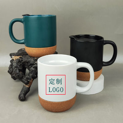 Custom Logo 15oz Sublimation Porzellan Kaffeetasse mit Holzboden schwarzer Keramik-Milchbecher