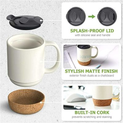 Custom Logo 15oz Sublimation Porzellan Kaffeebecher Keramik Tasse mit Griff Deckel und Holzboden