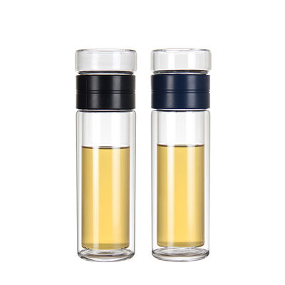 Custom Logo Glas Wasserflasche Portable Doppelschicht Design für umweltfreundliche Trinkwasser