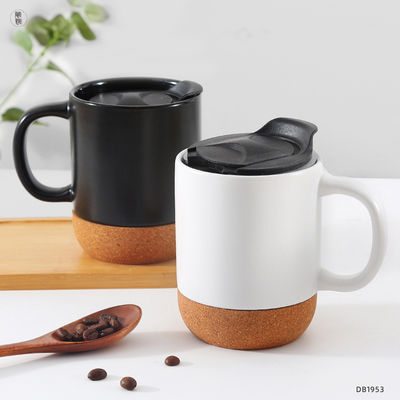 Custom Logo 15oz Sublimation Porzellan Kaffeebecher Keramik Tasse mit Griff Deckel und Holzboden