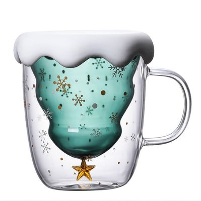 Hochtemperaturbeständig 200ml Weihnachtswunsch Doppelglasbecher zum Weihnachtsgeschenk