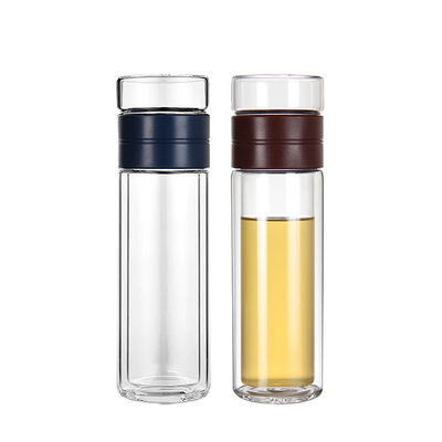 Glasflasche mit Teesieb und Doppelwanddämmung für heiße Getränke
