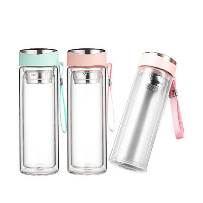 Eco 320ml Doppelwandglas Getränk Tee Wasserflasche mit Tee Infuser ideal für jeden Anlass