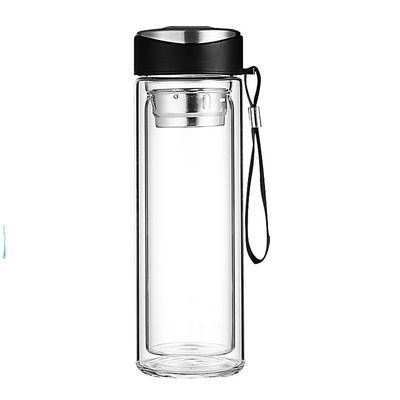 320 ml Rosa Doppelwand Glasflasche mit Deckel und direktem Trinkteeinfuser
