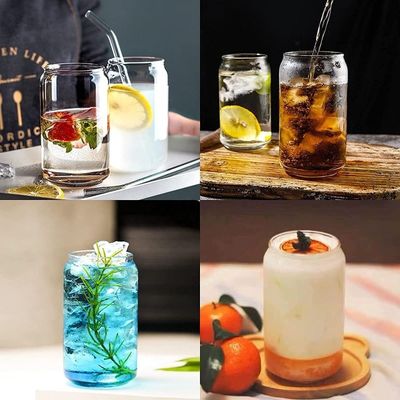 16oz Eis-Kaffee-Tasse Bubble Tee-Pop-Dose Bier Wein Getränk Glasbecher mit Glasstroh