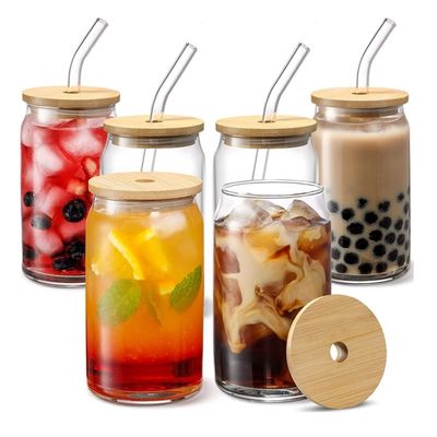 16 oz Glas in Form von Blasen mit Deckel für Saft Milch Bier Soda Glas Strohhalme enthalten