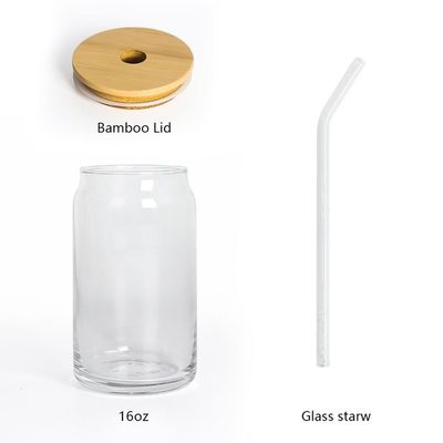 16 oz Glas in Form von Blasen mit Deckel für Saft Milch Bier Soda Glas Strohhalme enthalten
