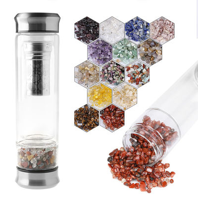 Glas Wasserflasche mit Deckel für Heilenergie Kristall Bpa kostenloses Geschenk-Set