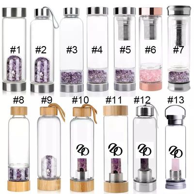 Glas Wasserflasche mit Deckel für Heilenergie Kristall Bpa kostenloses Geschenk-Set