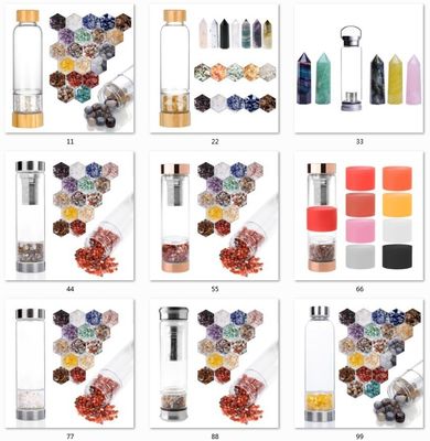 500 ml Kapazität Vintage Design Heilglas Steine Kristallwasserflasche zum Trinken