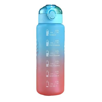 1000 ml Plastikbecher progressive Farbflasche BPA-frei Outdoor Fitness Sportbecher mit Stroh