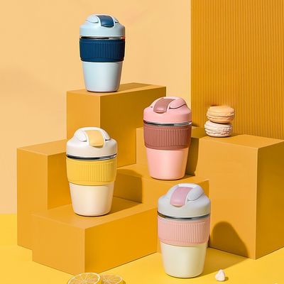 350 ml 480 ml süße Doppelwand-Reise-Tasse Kaffee Isolierter Tumbler Vakuum-Thermokopf mit Stroh