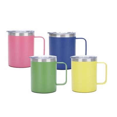 Umweltschonende Kaffeetasse 12 Unzen Kaffeetasse Edelstahlbecher mit Schiebetäppel und Stroh