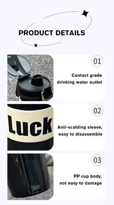 TOUR 600 ml Plastikbecher Sprung-Mund tragbare transparente Wasserflasche mit Seil und Stroh