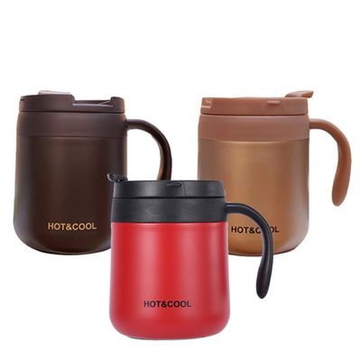 304 Edelstahl Büro Tasse mit Griff und Deckel Custom Logo Trinkkaffee Vakuum Isolierung Becher