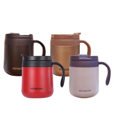304 Edelstahl Büro Tasse mit Griff und Deckel Custom Logo Trinkkaffee Vakuum Isolierung Becher