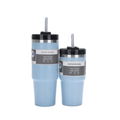 Stockt 304 Edelstahl Vakuum isoliert Tumbler Kaffeetasse mit Strohdeckel 30oz