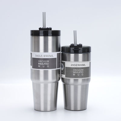 Stockt 304 Edelstahl Vakuum isoliert Tumbler Kaffeetasse mit Strohdeckel 30oz