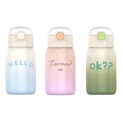 BPA-freie Kinderflasche Cute Design 350ml/450ml isolierte Edelstahl Wasserflasche mit Strohdeckel