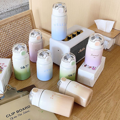 Studenten-Portable 350/450ml Edelstahl-Tumbler mit Stroh und Wärmedämmung