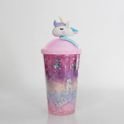 430 ml Kapazität Modische Außenwasserflasche niedliche Einhornform undicht mit Deckel