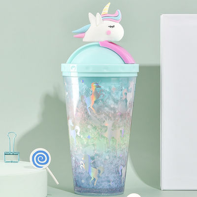 430 ml Kapazität Modische Außenwasserflasche niedliche Einhornform undicht mit Deckel