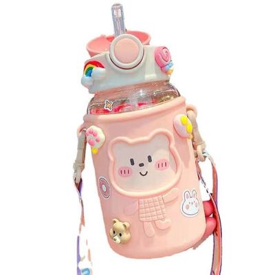 Anti-Korrosions beschichtet 620 ml Plastik-Wasserflasche mit Bärenformdeckel und Lanyard Cute
