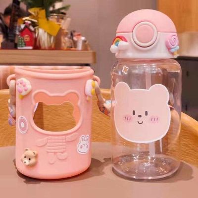 Anti-Korrosions beschichtet 620 ml Plastik-Wasserflasche mit Bärenformdeckel und Lanyard Cute
