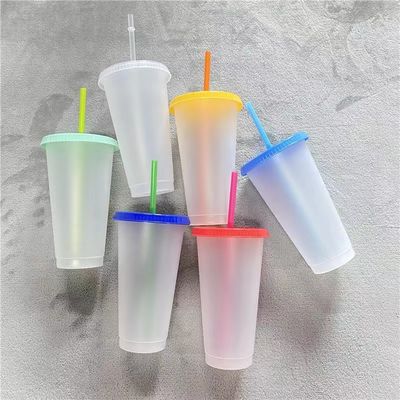Zurück in die Schule 16oz/24oz BPA-freie Plastik-Kaffee-Tasse kalte Wasserflasche mit Deckel und Stroh