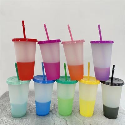 Zurück in die Schule 16oz/24oz BPA-freie Plastik-Kaffee-Tasse kalte Wasserflasche mit Deckel und Stroh