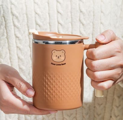 450 ml 304 Edelstahl Kaffeebecher Isolierte Tasse Kaffeeflasche mit Griff für Zuhause