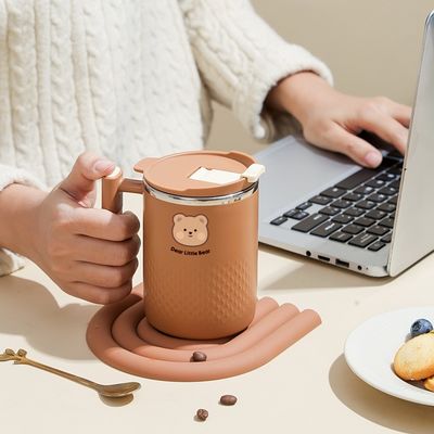 450 ml 304 Edelstahl Kaffeebecher Isolierte Tasse Kaffeeflasche mit Griff für Zuhause
