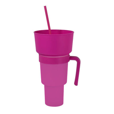 Individuelles Logo akzeptabel 1L Plastik-Snackbecher mit Snackbecher und Stroh