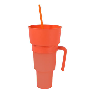 Individuelles Logo akzeptabel 1L Plastik-Snackbecher mit Snackbecher und Stroh