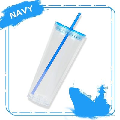 Stylische einfache 710ml klare Wasserflasche mit Deckel und Stroh