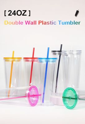 Stylische einfache 710ml klare Wasserflasche mit Deckel und Stroh
