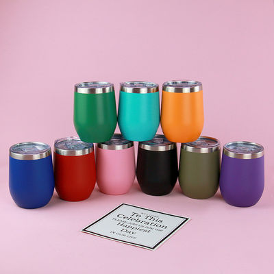 Custom Logo Doppelwand Vakuum Isolierte 12OZ Edelstahl Wein Tumbler mit Deckel