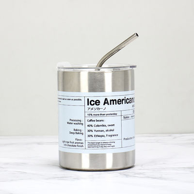 Artikel Custom Logo 320ml/600ml Doppelwand-Edelstahl dünn gerade isolierte Kaffeetrinkbecher mit Deckel und Stroh