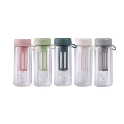 Zeitgenössisches Design Custom Logo Büro Außen Plastik Wasserflasche mit Tee-Infuser