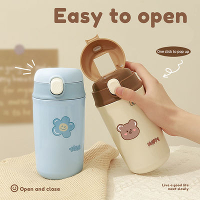 Custom Logo Outdoor Sport Vakuum Isolierung Kinder Thermosbecher mit Stroh Straight Cup