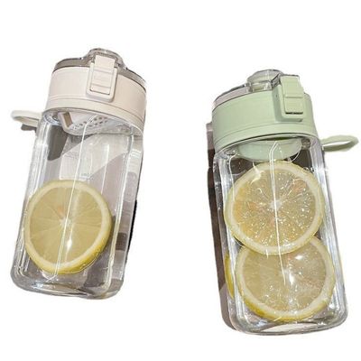 Wärmebeständige PC-Plastikflasche Flip Top Stilvolle Wasserflasche mit abnehmbarem Sieb