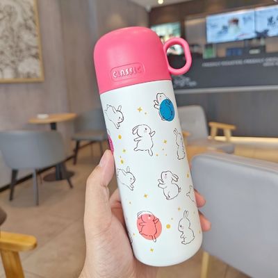 316 Edelstahl Wasserflasche für Kinder Schönes Tumbler-Becher Tragbarer Thermos Outdoor Sportflasche mit Deckel