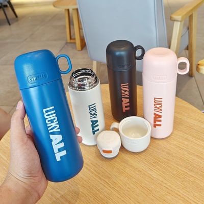 500 ml Sportflasche mit Deckel Ideal zum Warm-Kalt-Trinken 12-24 Stunden Edelstahl