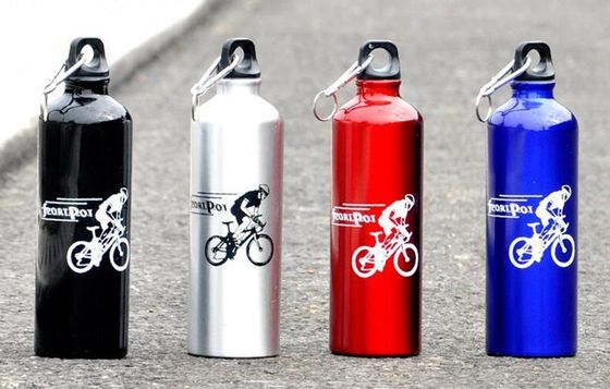 750 ml Custom Logo Druck Metall Aluminium Fahrrad Wasserflasche mit Karabiner für den Außenbereich