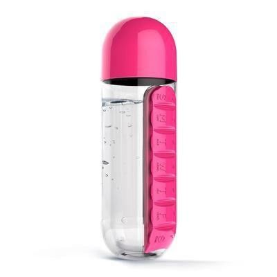 Kochwasser Multifunctional 600ML 2 in 1 tägliche Plastik-Wasserflasche mit 7-Tage-Pillenkoffer