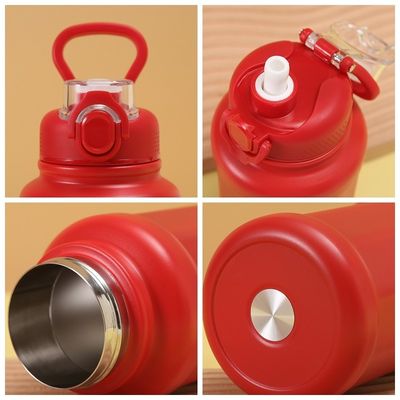 Edelstahl Outdoor Sport Wasserflasche mit Stroh Großkapazität 1000ml Custom Logo