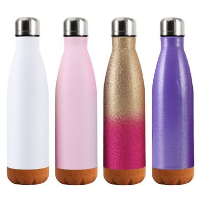 Zurück in die Schule Custom Color Logo 500ml Edelstahl Wasserflasche mit Kork Boden