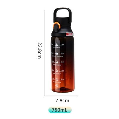 Durchsichtiger Schrägfarbkessel 750 ml Kapazität Schnappkappe Sportflasche mit Griff